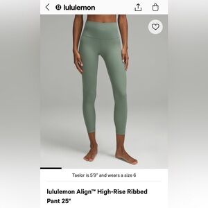 Lululemon High Rise Align Ribbed 25”